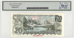 1969 Bank of Canada $20 Banknote BC-50aS - LCG Gem UNC-66 PPQ