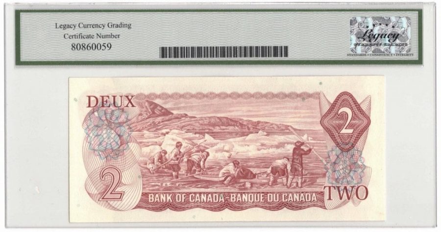1974 Bank of Canada $2 Banknote 9 Million Serial BC-47a - LCG Gem UNC-67 PPQ