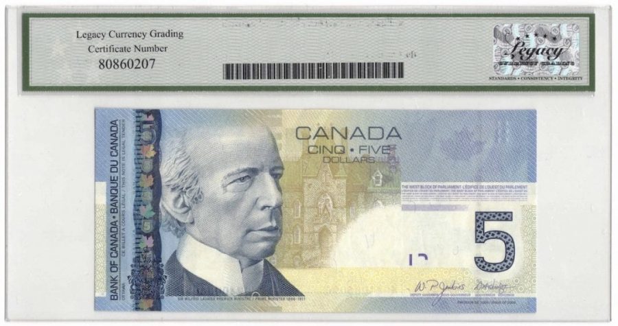 2006 Bank of Canada $5 Banknote Mismatch Prefix & Serial - LCG Gem UNC-67 PPQ