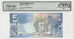 2006 Bank of Canada $5 Banknote Mismatch Prefix & Serial - LCG Gem UNC-67 PPQ