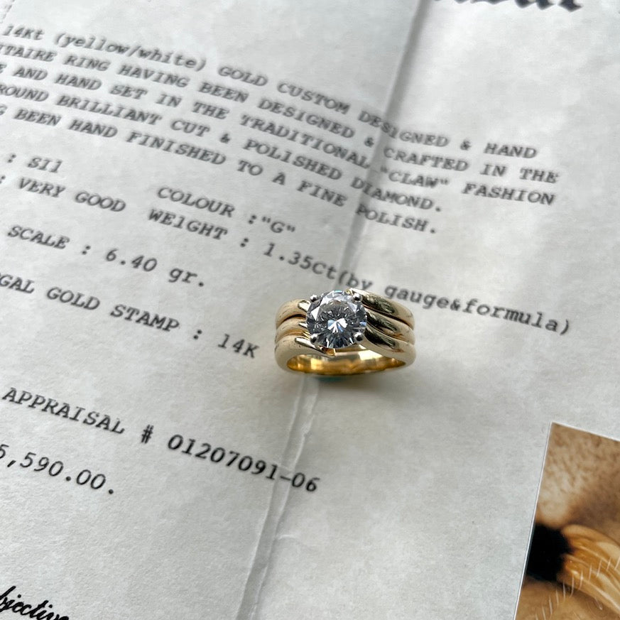 1.35 Carat Transitional Cut Diamond Solitaire