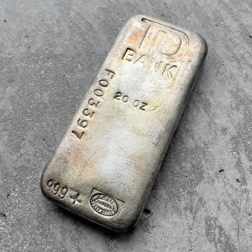 Johnson Matthey Poured 20 oz TD Toronto Dominion Silver bar