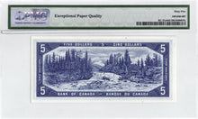 Load image into Gallery viewer, 1954 Bank of Canada $5 Devil Face LOW Serial 386 PMG Gem UNC-65
