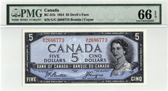 1954 Bank of Canada $5 Devil Face Note - PMG Gem UNC-66 EPQ