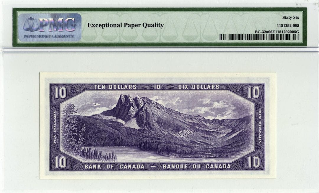 1954 Bank of Canada $10 Note Devil Face BC-32a - PMG Gem UNC-66 EPQ
