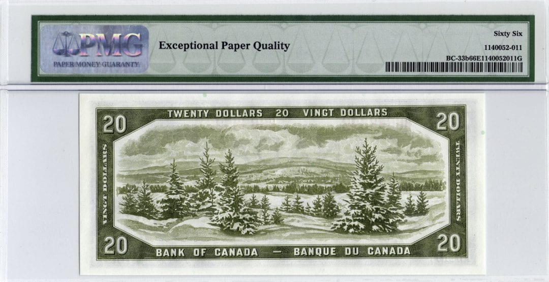 1954 Bank of Canada $20 Note Devil Face BC-33b - PMG Gem UNC-66 EPQ