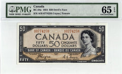 1954 Bank of Canada $50 Note Devil Face BC-34a - PMG Gem UNC-65 EPQ
