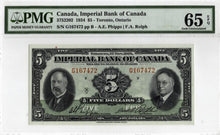 Load image into Gallery viewer, 1934 Imperial Bank of Canada $5 Note - PMG Gem UNC-65 EPQ
