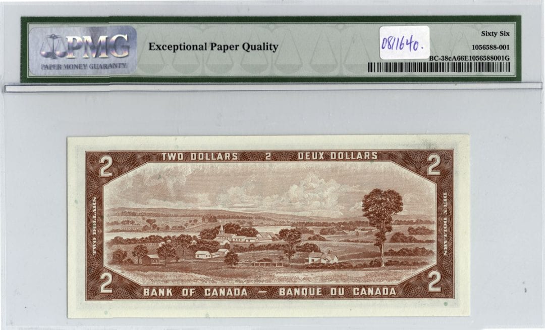 1954 Bank of Canada $2 Note * Z/Z Replacement - PMG Gem UNC-66 EPQ