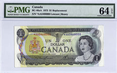 1973 Bank of Canada $1 Note * AA Replacement BC-46aA - PMG UNC-64 EPQ