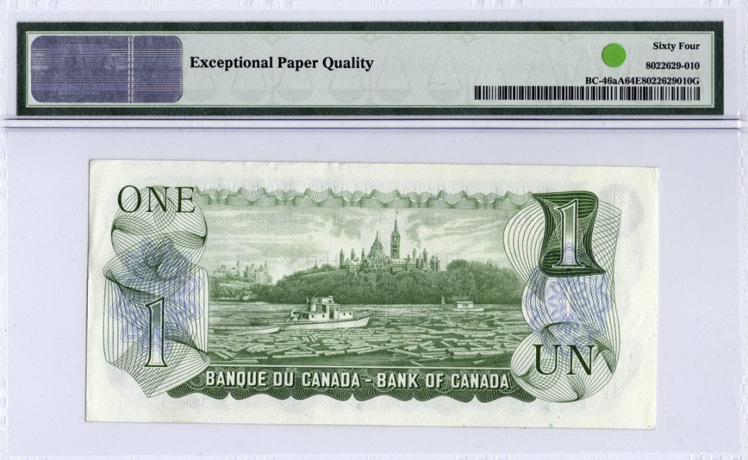 1973 Bank of Canada $1 Note * AA Replacement BC-46aA - PMG UNC-64 EPQ