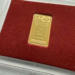 Johnson Matthey 10 Gram Gold Bar Struck .9999+ – RARE Special Serial BG . 48