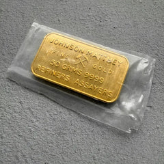 Johnson Matthey London 50 Gram Bank of Engelhard Gold Bar Struck .9999+