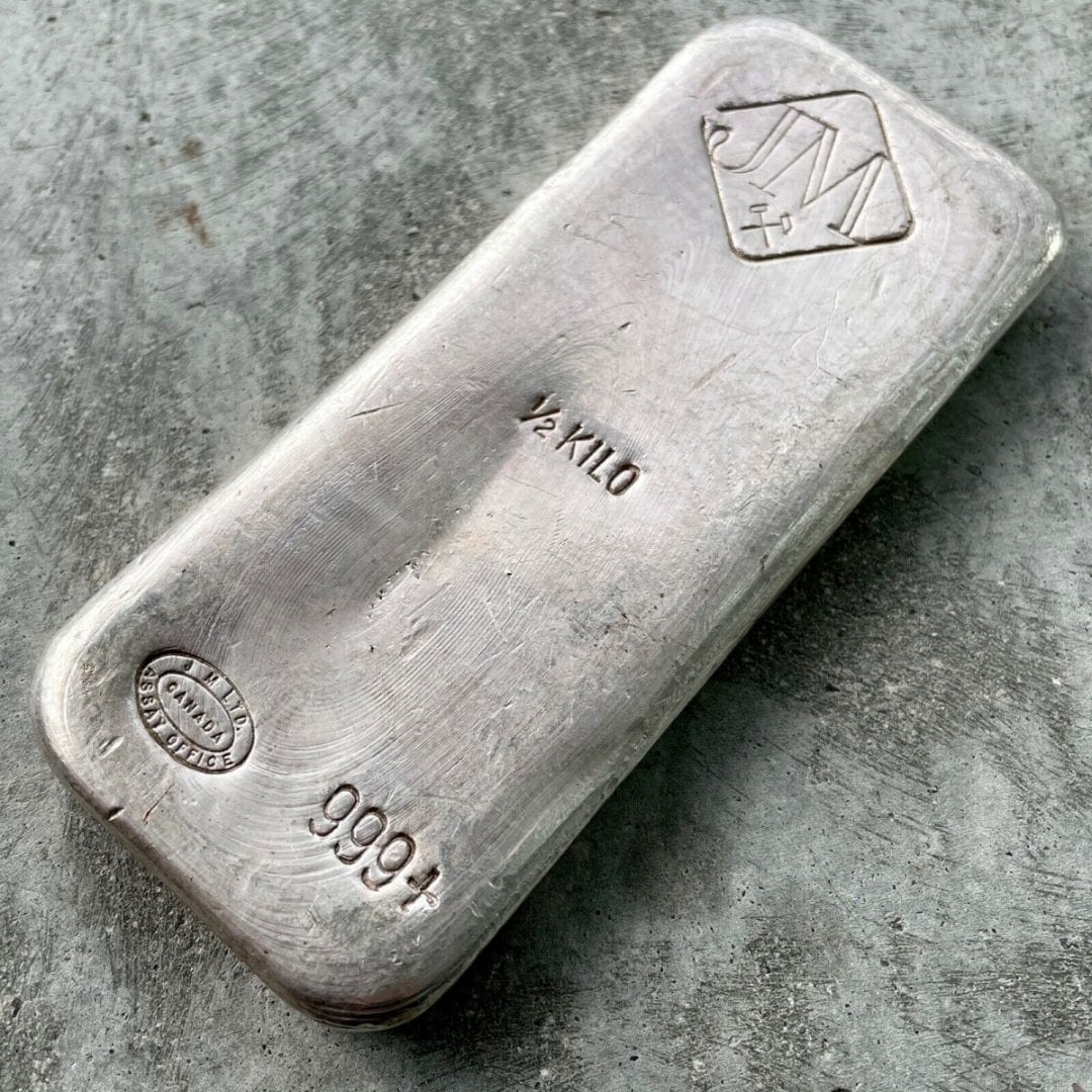 Stunning Johnson Matthey 1/2 Kilo .999 Silver Poured Bar 500 Gram