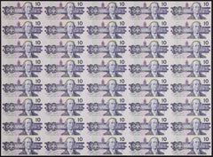 Uncut Sheet of 40 1989 Canada $10 Banknotes