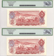 Load image into Gallery viewer, Pair of 1974 $2 Bank of Canada - BC-47aT - Legacy 64 PPQ - RS Test Note
