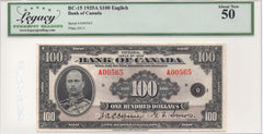 1935 English $100 Bank of Canada BC-15 Legacy AU 50
