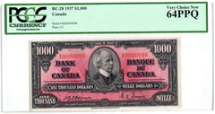 1937 Bank of Canada $1000 Note PCGS UNC 64 PPQ
