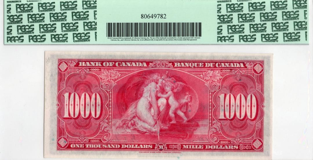 1937 Bank of Canada $1000 Note PCGS UNC 64 PPQ