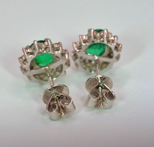 Load image into Gallery viewer, 1.55 Carat Vintage natural Emerald solid 18K white gold stud earrings
