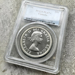 1956 Canada 1 Dollar Silver Coin One Dollar Proof Like PCGS Gem PL 67+ Cameo