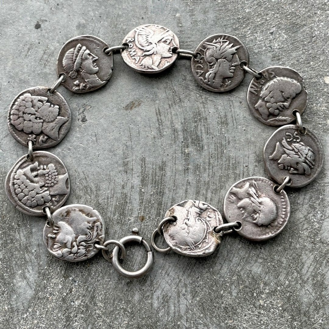 Vintage Coin Bracelet Roman Republic - Julius Caesar 46-45 BC Military Mint