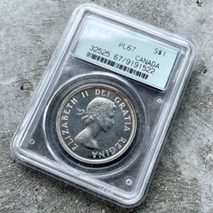 1956 Canada 1 Dollar Silver Coin One Dollar Proof Like PCGS Gem PL 67 Old Holder