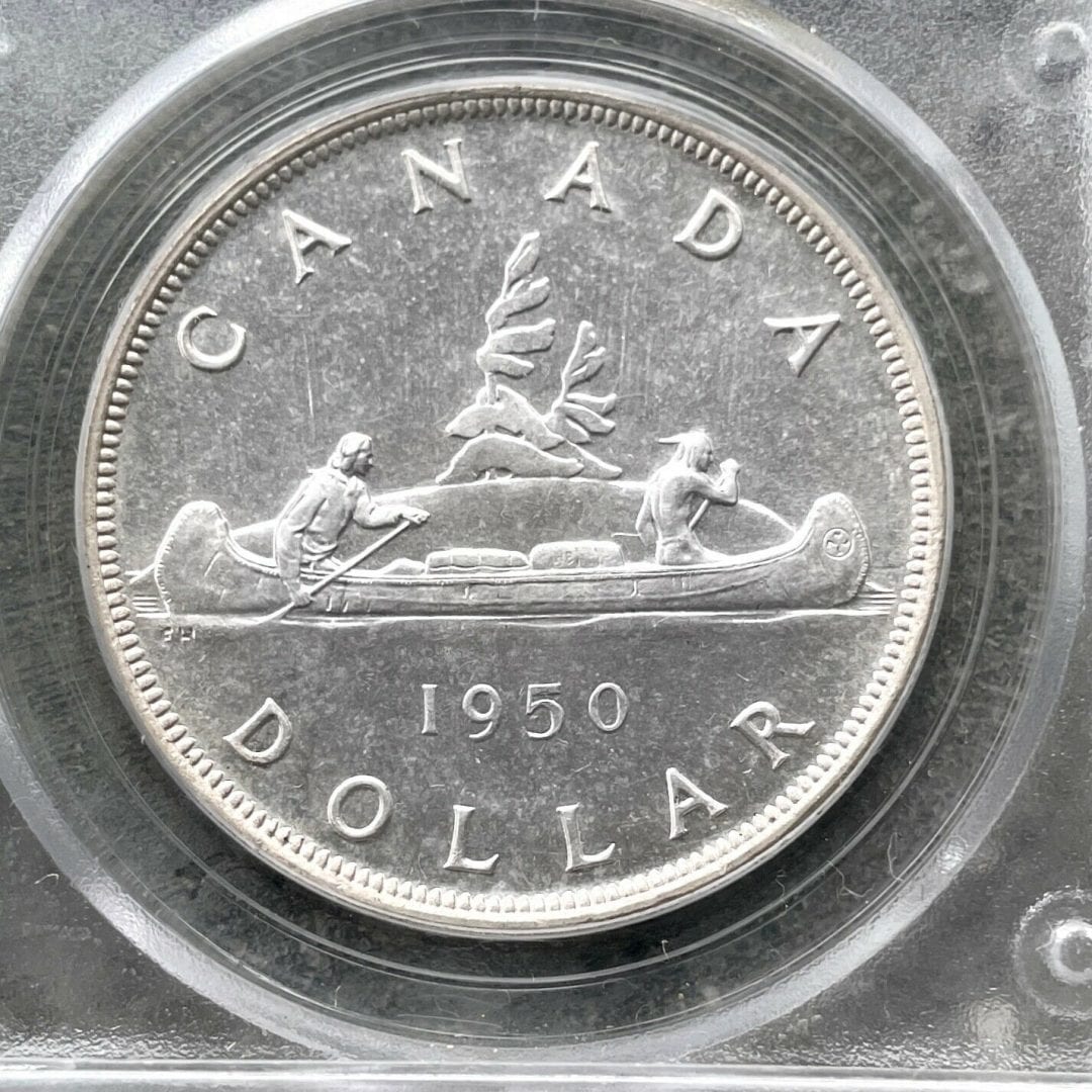 1950 Canada 1 Dollar Silver Coin One Dollar - PCGS PL 66 - Old Green Holder