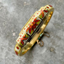Load image into Gallery viewer, 1950s Gubelin 18K Yellow Gold Ladies wristwatch bangle - Incredible Enamelling

