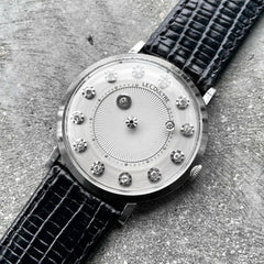 Vintage Lecoultre Mystery Dial 14k White gold Diamond Ref 182 Stunning condition