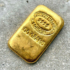 Johnson Matthey London 100 Gram Gold Poured Bar 3.215 oz .999 Fine - Perfect!
