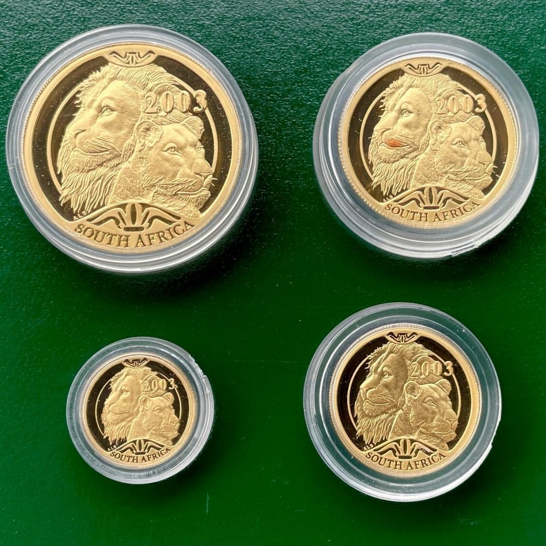 2003 South Africa .9999 Gold Coin Prestige Proof Set 1.85 oz - Natura Lion