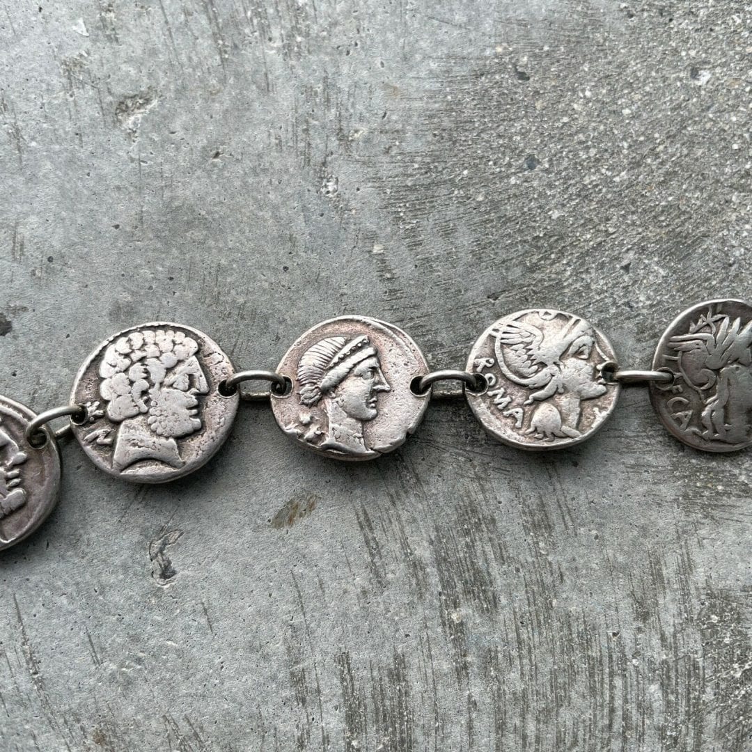 Vintage Coin Bracelet Roman Republic - Julius Caesar 46-45 BC Military Mint