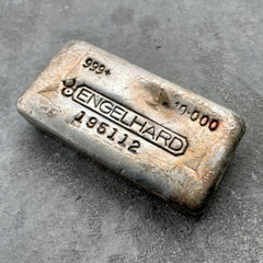 Engelhard 10 oz .999 Silver Poured Bar - Pretty toning patina