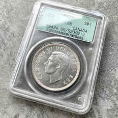 1950 Canada 1 Dollar Silver Coin One Dollar - PCGS PL 66 - Old Green Holder
