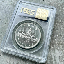 Load image into Gallery viewer, 1961 Canada 1 Dollar Silver Coin One Proof Like PCGS Gem PL 67 Cameo Old Holder
