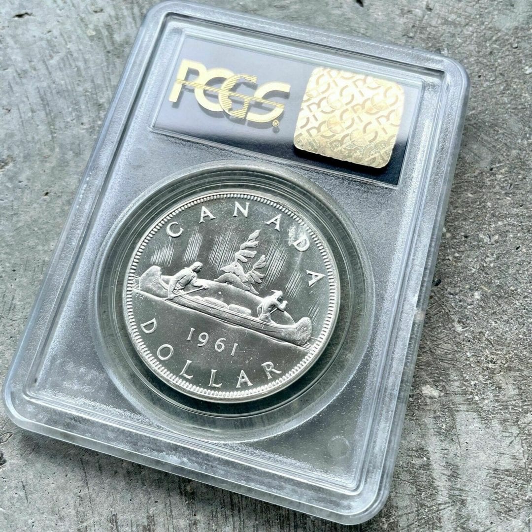 1961 Canada 1 Dollar Silver Coin One Proof Like PCGS Gem PL 67 Cameo Old Holder