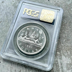 1961 Canada 1 Dollar Silver Coin One Proof Like PCGS Gem PL 67 Cameo Old Holder