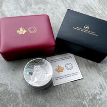 Load image into Gallery viewer, 2019 Canada 10 oz .9999 Fine Silver Coin $100 Double Concave Piedfort Brown Bear
