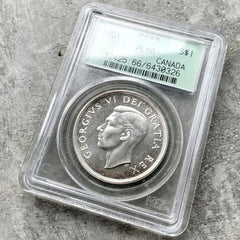 1951 Canada 1 Dollar Silver Coin One Dollar - PCGS PL 66 - Old Green Holder