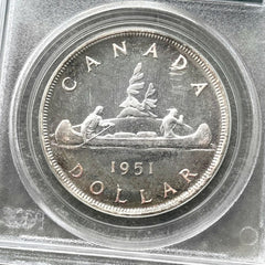 1951 Canada 1 Dollar Silver Coin One Dollar - PCGS PL 66 - Old Green Holder