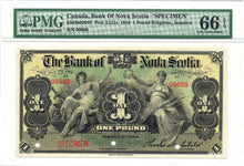 Load image into Gallery viewer, 1919 $1 Canada Bank of Nova Scotia PMG UNC 66 EPQ SPECIMEN - Kingston Jamaica
