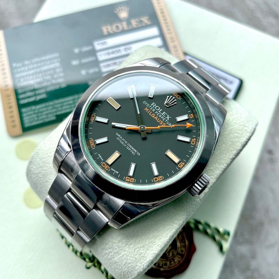 2010 Rolex Milgauss Black Green Dial 116400 GV - Box / Papers - Fully Stickered
