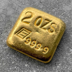 Square Engelhard 2 oz Gold Poured Bar .9999 2oz - Very attractive condition!