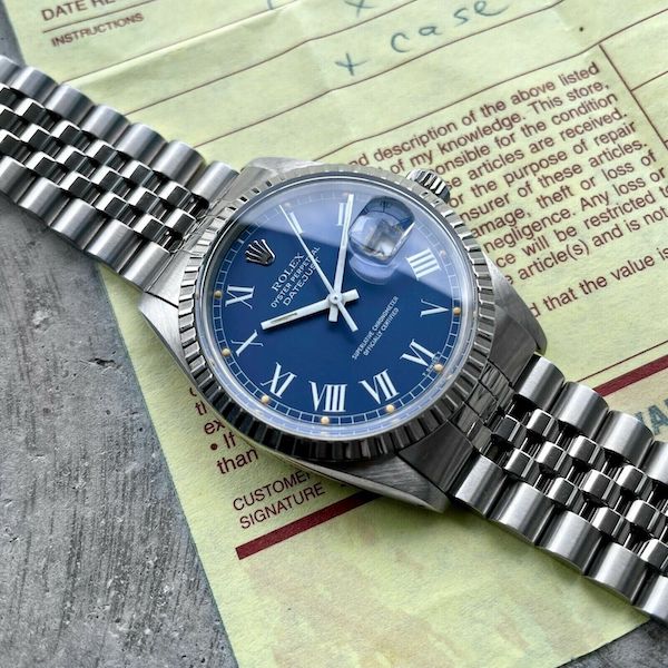 1984 Rolex Oyster Perpetual Date 36mm Stainless 16030 - Blue Buckley Dial