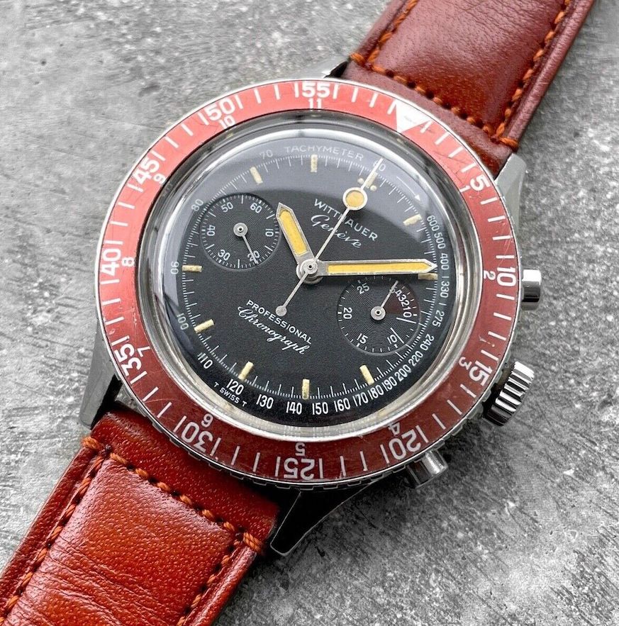 Vintage 1970s Wittnauer Geneve Chronograph 239T Stainless Steel