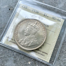Load image into Gallery viewer, 1936 Canada 1 Dollar Silver Coin One Dollar - ICCS Gem 66 - Victoria North
