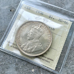 1936 Canada 1 Dollar Silver Coin One Dollar - ICCS Gem 66 - Victoria North