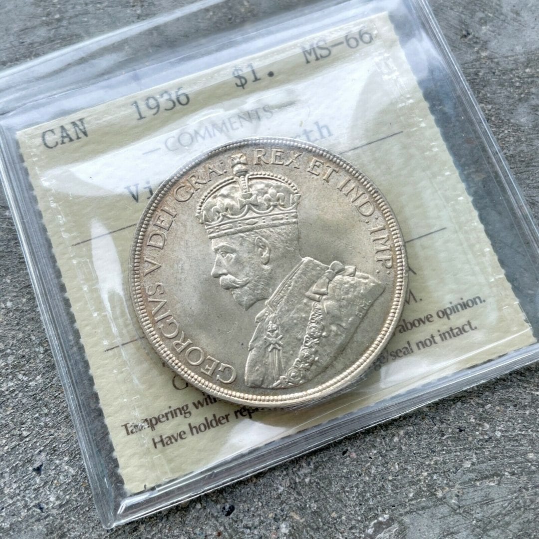 1936 Canada 1 Dollar Silver Coin One Dollar - ICCS Gem 66 - Victoria North