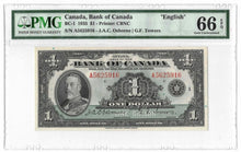 Load image into Gallery viewer, 1935 $1 Bank of Canada English Text PMG Gem 66 EPQ

